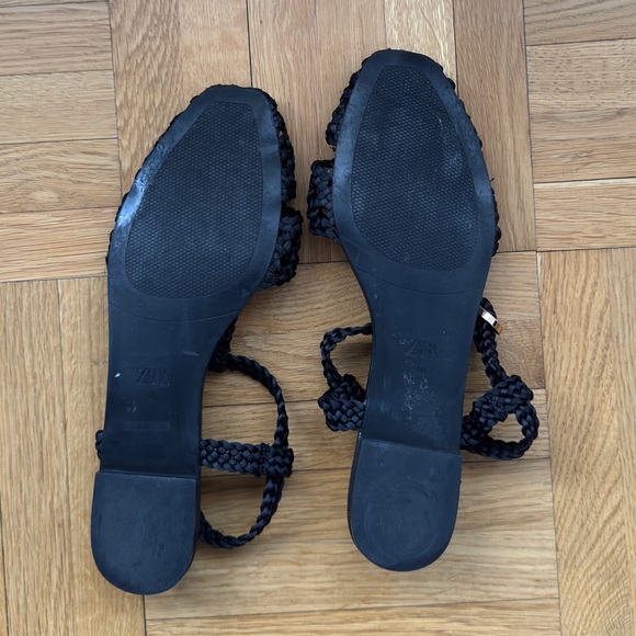 Zara Flat Cage Sandals in Black - Picture 10 of 11
